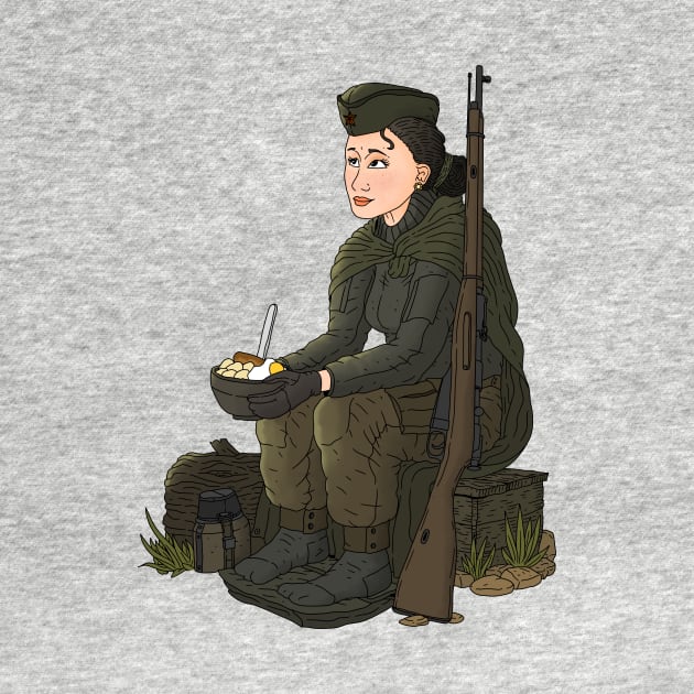 soviet girl with mosin nagant rifle. by JJadx